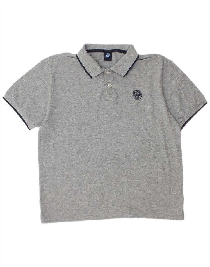 North Sails Mens Polo Shirt Large Grey Flecked Cotton