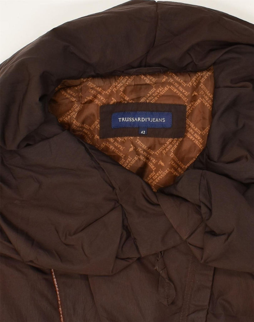 TRUSSARDI Womens Padded Coat IT 42 Medium Brown Polyester | Vintage Trussardi | Thrift | Second-Hand Trussardi | Used Clothing | Messina Hembry 