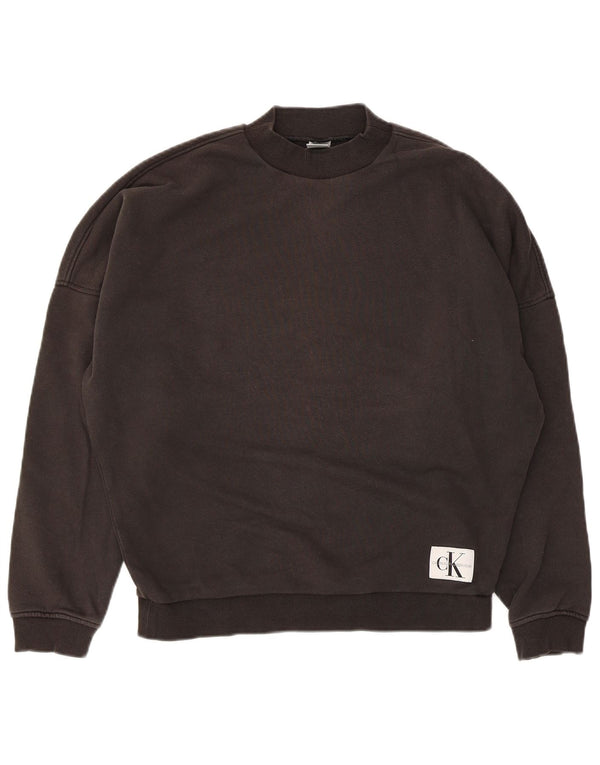 Calvin Klein Womens Oversized Sweatshirt Jumper UK 10 Small Black Cotton