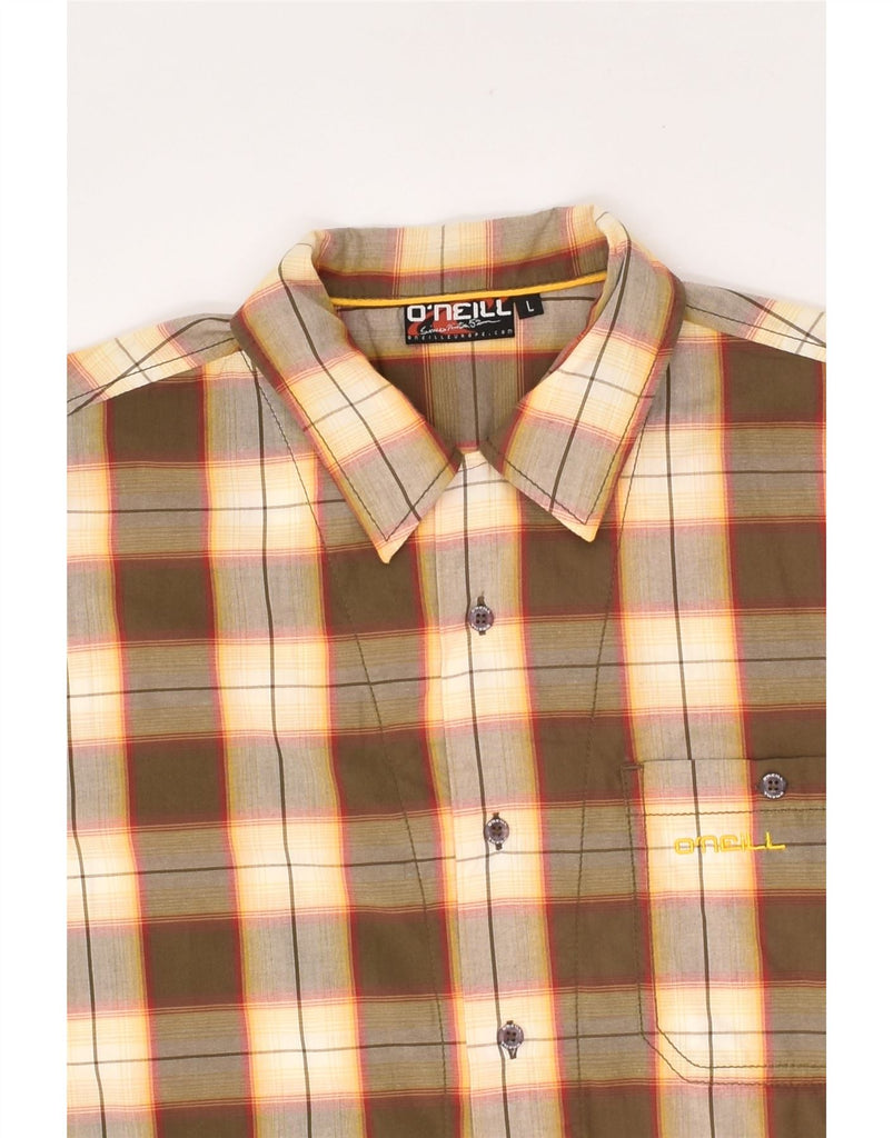 O'NEILL Mens Short Sleeve Shirt Large Beige Check Cotton | Vintage O'Neill | Thrift | Second-Hand O'Neill | Used Clothing | Messina Hembry 