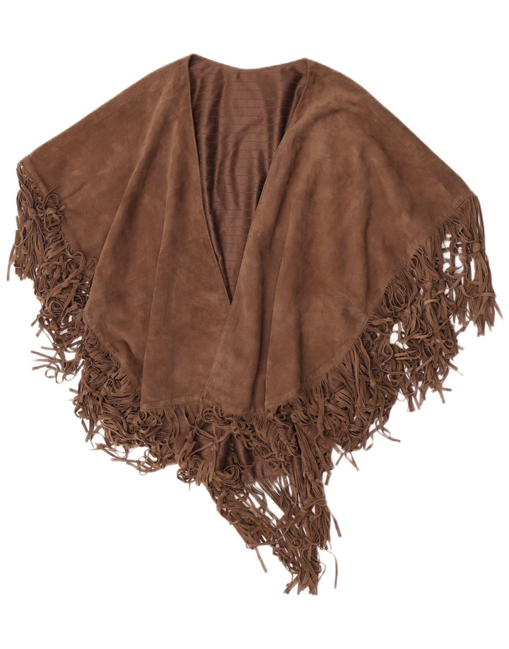 Vintage Womens Suede Cape Coat One Size Brown