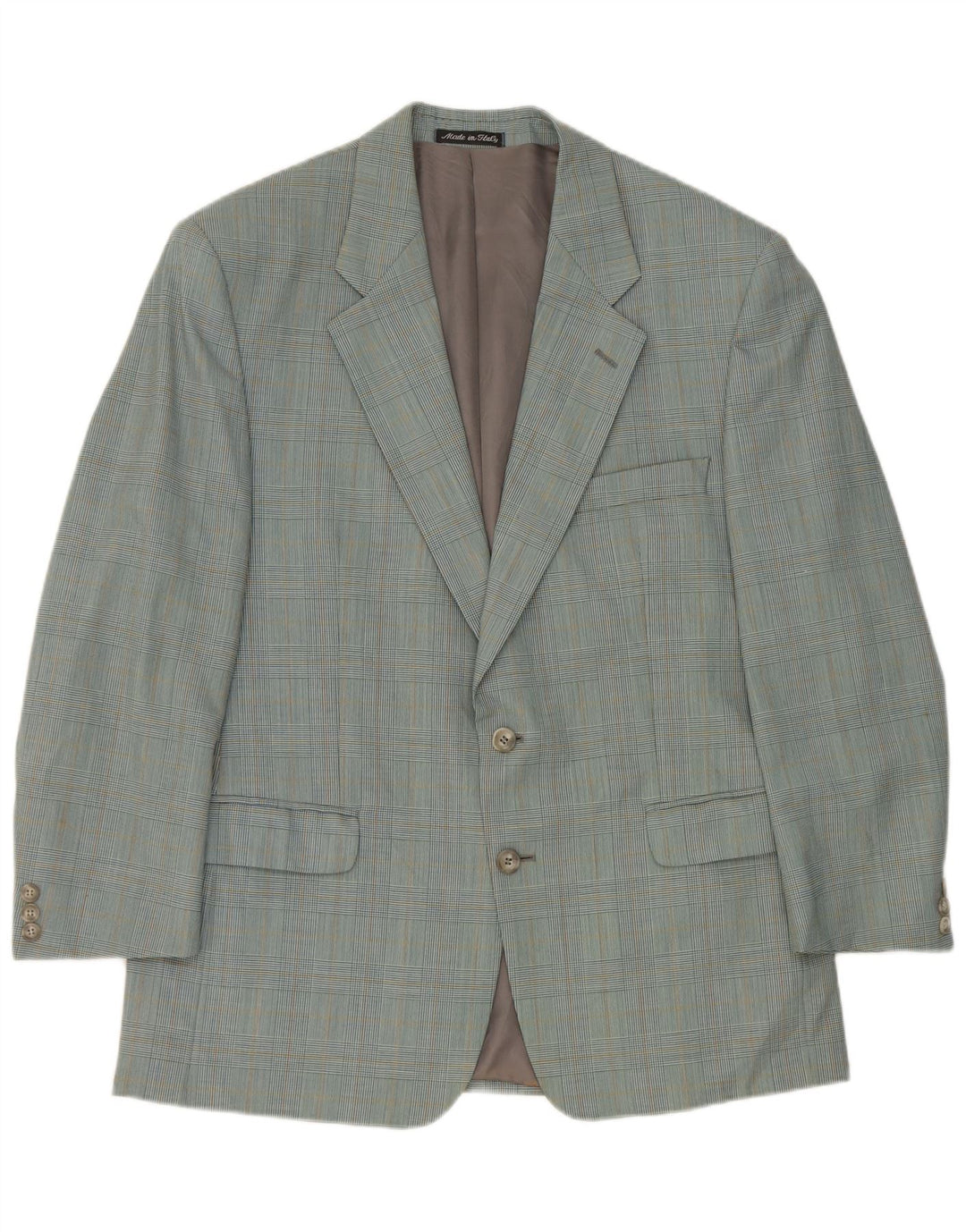 Vintage Mens 2 Button Blazer Jacket IT 50 Large Blue Check Virgin Wool