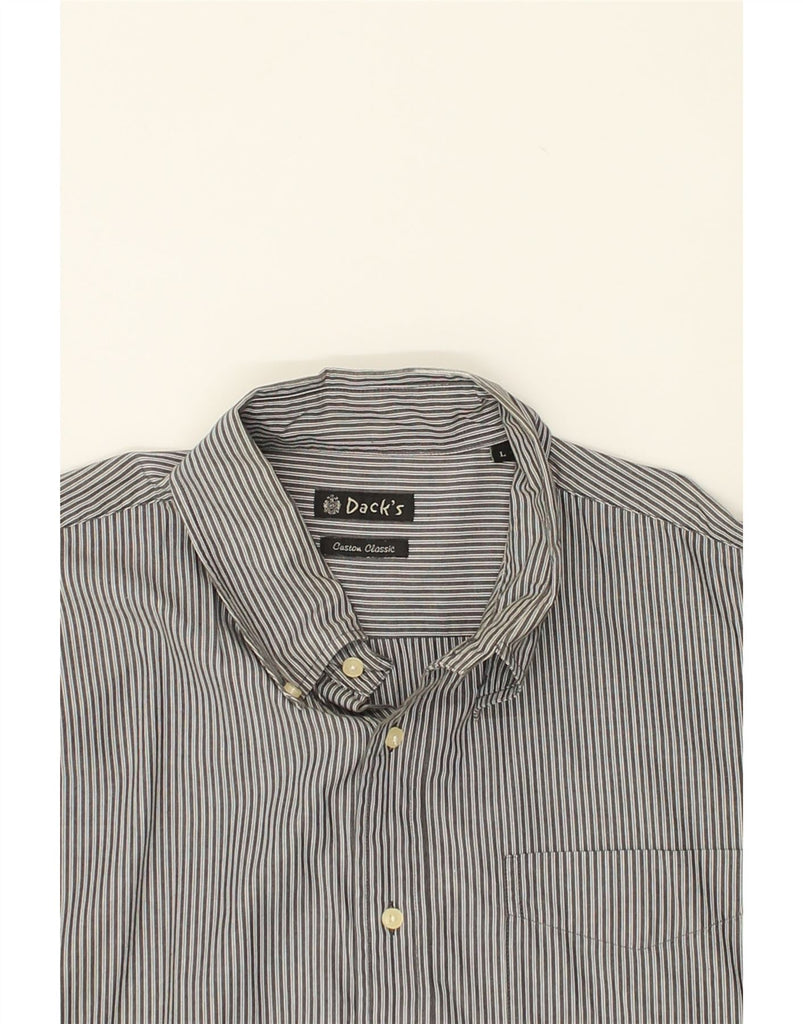 DACK'S Mens Classic Classic Fit Shirt Large Grey Pinstripe | Vintage Dack's | Thrift | Second-Hand Dack's | Used Clothing | Messina Hembry 