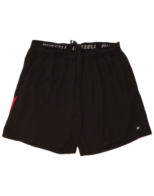 RUSSELL ATHLETIC Mens Sport Shorts 2XL  Black Colourblock Polyester