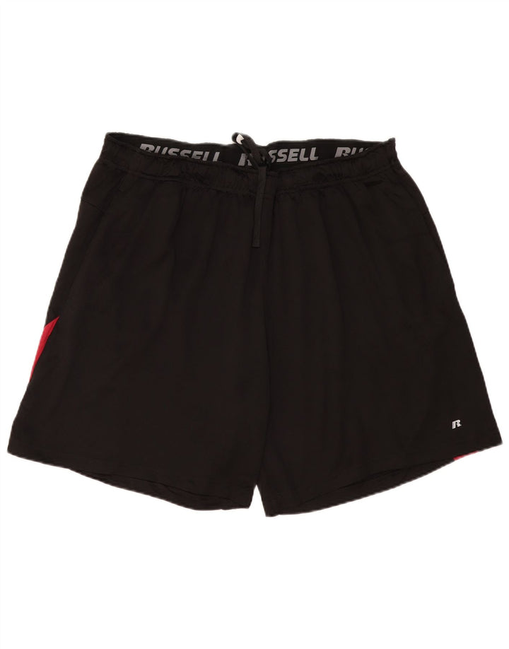 RUSSELL ATHLETIC Mens Sport Shorts 2XL  Black Colourblock Polyester