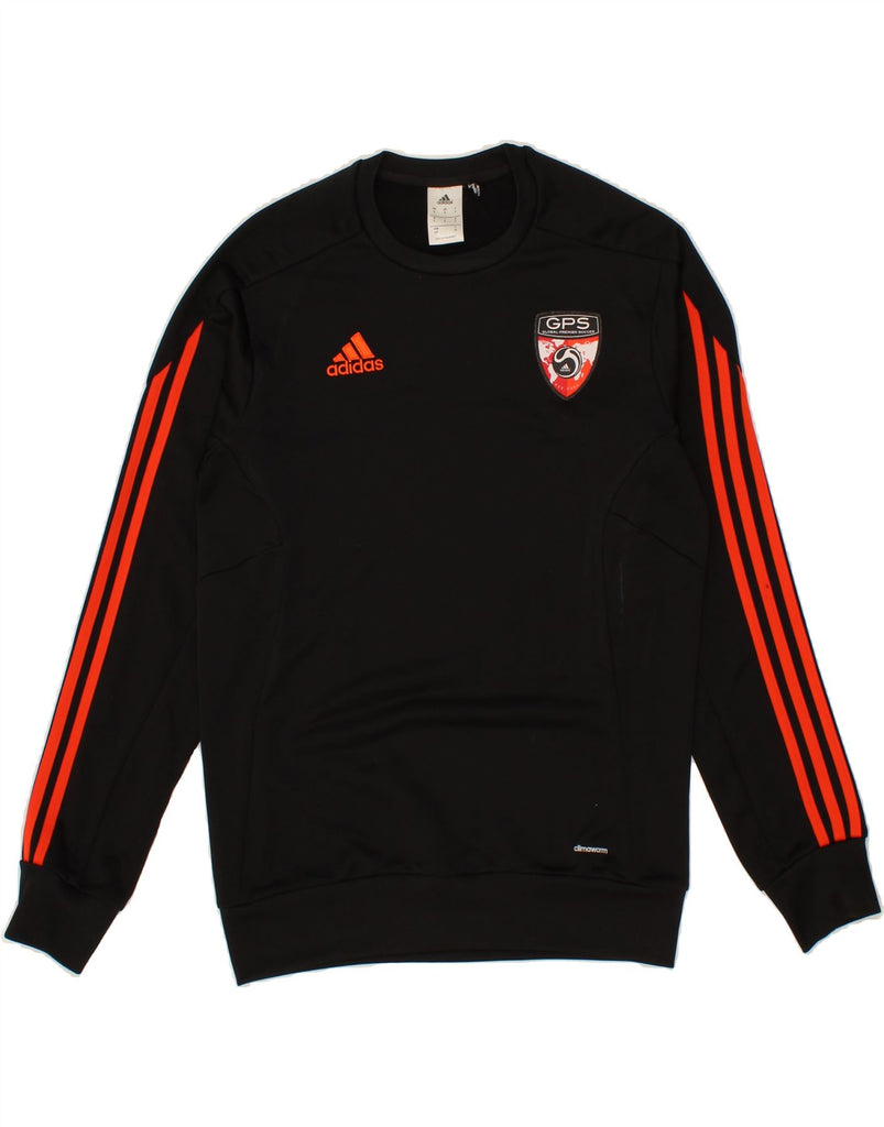 ADIDAS Mens Climawarm Graphic Sweatshirt Jumper Small Black Polyester Vintage Adidas and Second-Hand Adidas from Messina Hembry 