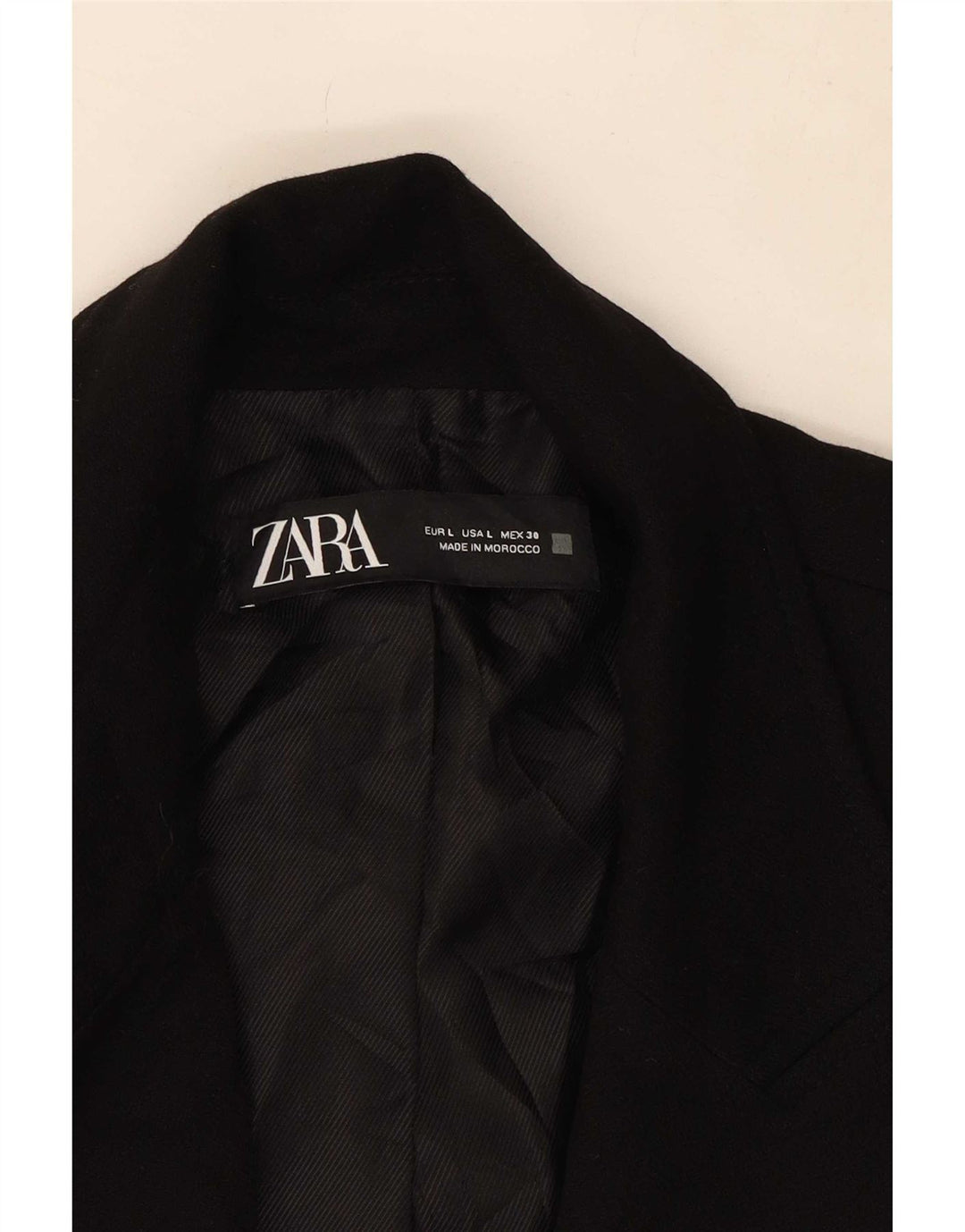 Zara Womens Double Breasted Blazer Jacket UK 14 Large Black Polyester