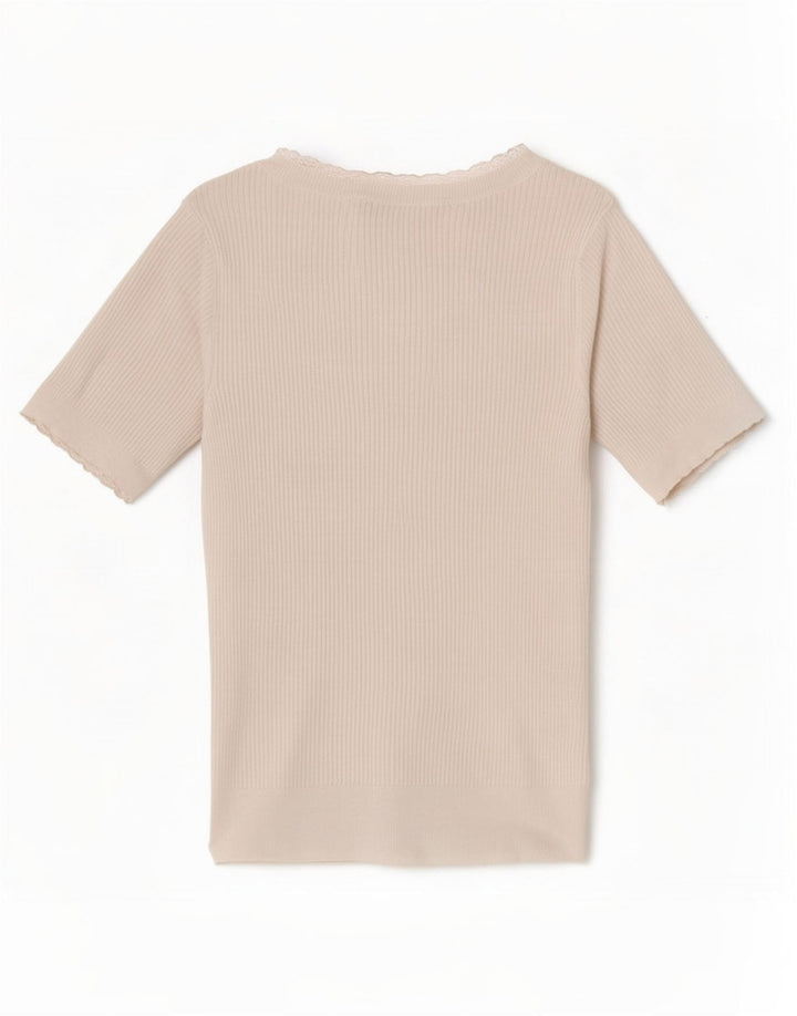 Marks & Spencer Womens T-Shirt Top UK 8 Small Off White Acrylic