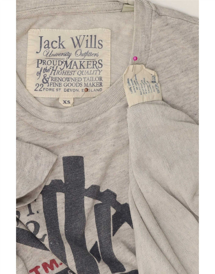 Jack Wills Mens Graphic T-Shirt Top XS Grey Cotton