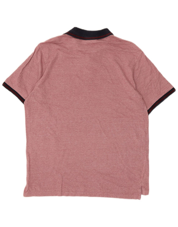Pierre Cardin Mens Rugby Polo Shirt Medium Pink Flecked Cotton