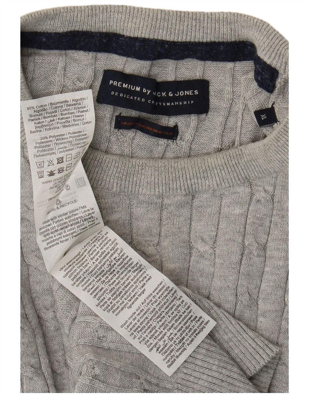 JACK & JONES Mens Crew Neck Jumper Sweater XL Grey Cotton