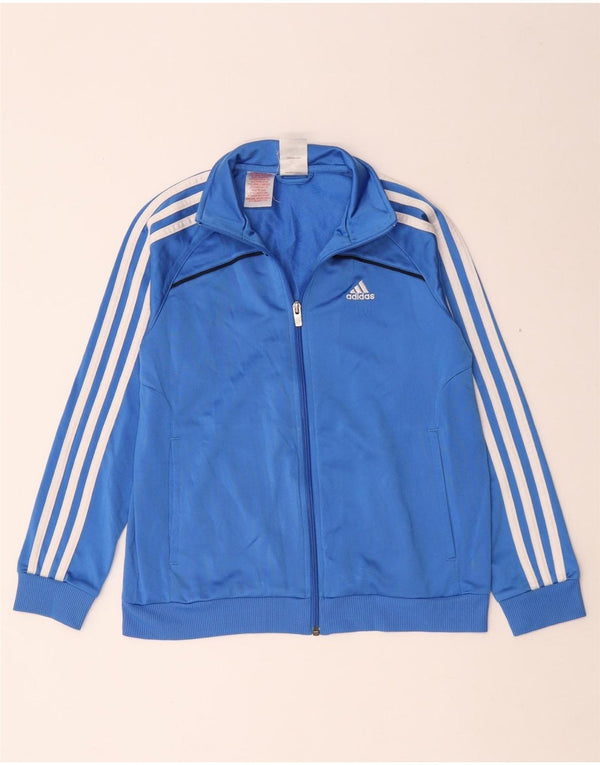 Adidas Boys Tracksuit Top Jacket 11-12 Years Blue Polyester