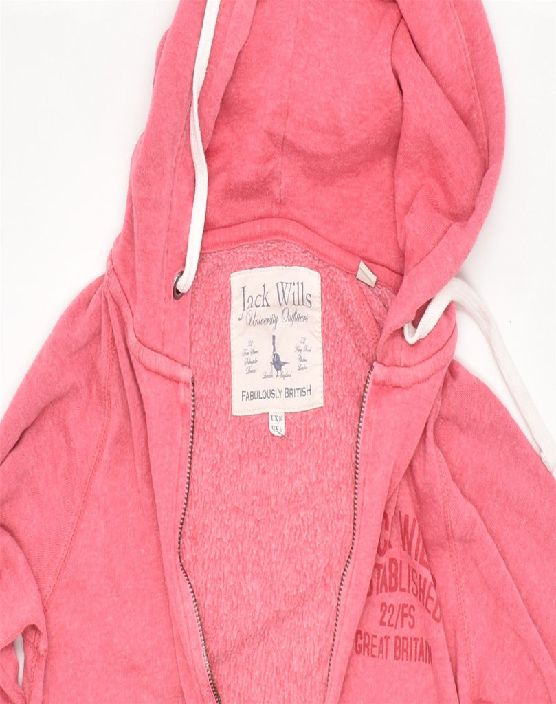 JACK WILLS Womens Zip Hoodie Sweater UK 10 Small Pink Cotton Sports | Vintage | Thrift | Second-Hand | Used Clothing | Messina Hembry 