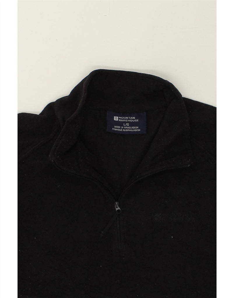 MOUNTAIN WAREHOUSE Mens Zip Neck Fleece Jumper Large Black Polyester | Vintage Mountain Warehouse | Thrift | Second-Hand Mountain Warehouse | Used Clothing | Messina Hembry 