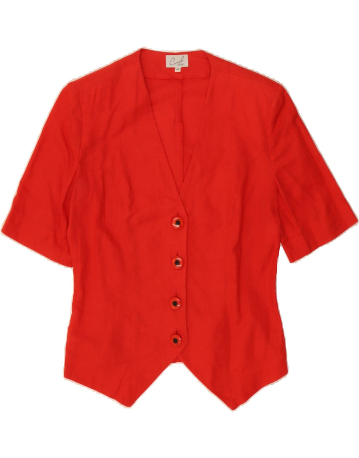 CAROL Womens 4 Button Short Sleeve Blazer Jacket IT 42 Medium Red Vintage Carol and Second-Hand Carol from Messina Hembry 