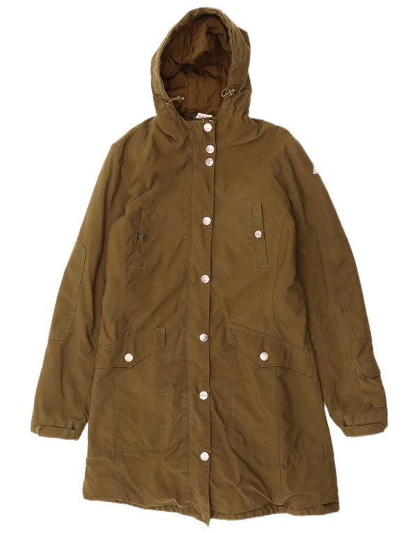 ADIDAS Womens Hooded Overcoat UK 12 Medium Khaki Polyester