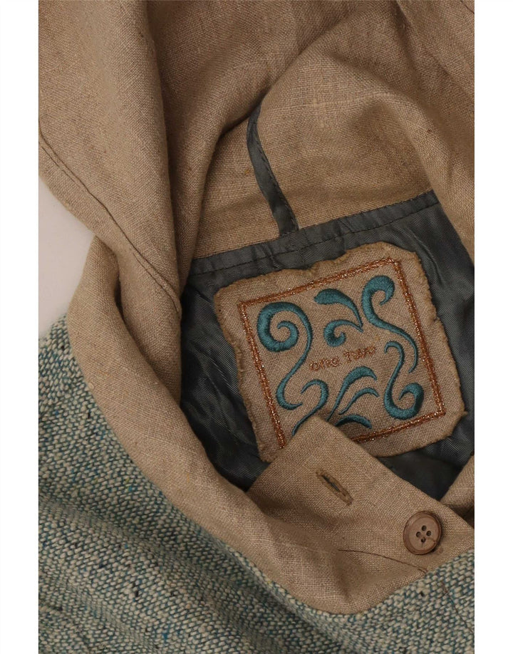 Vintage Womens Hooded Overcoat UK 10 Small Brown Colourblock