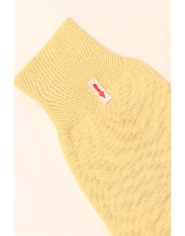 Vintage Mens V-Neck Jumper Sweater Large Yellow Virgin Wool