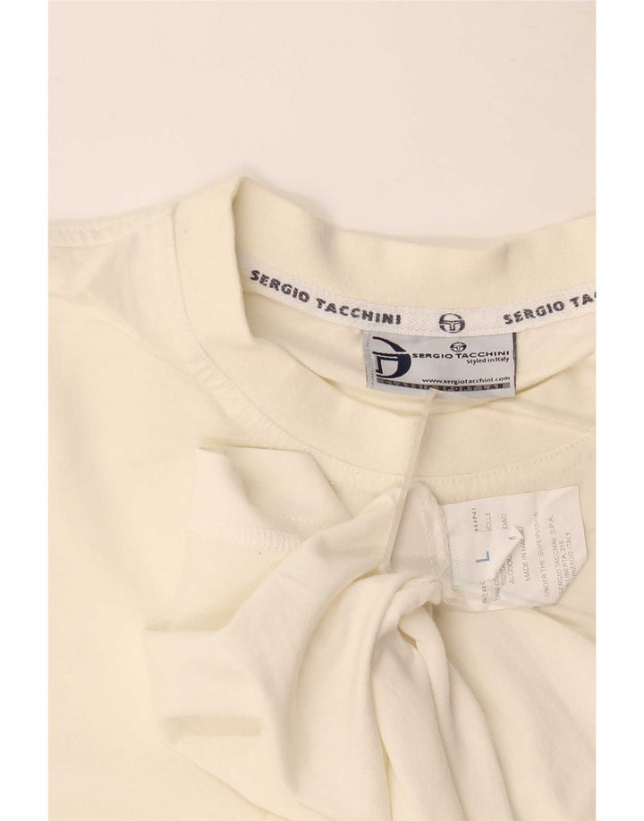 Sergio Tacchini Mens T-Shirt Top Large Off White Cotton
