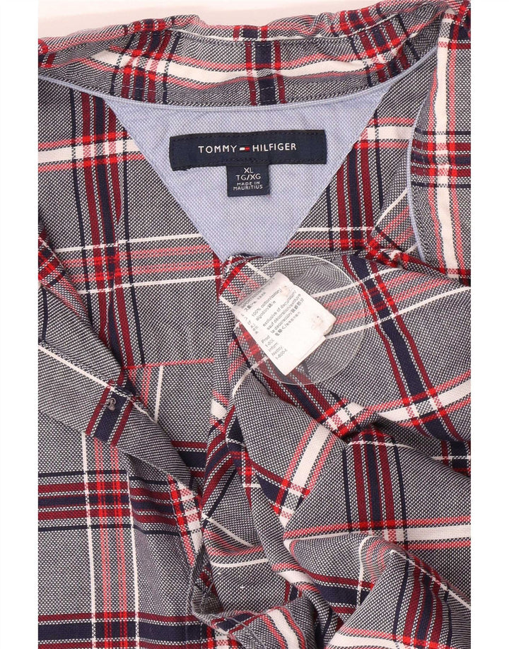 Tommy Hilfiger Mens Shirt XL Navy Blue Check Cotton