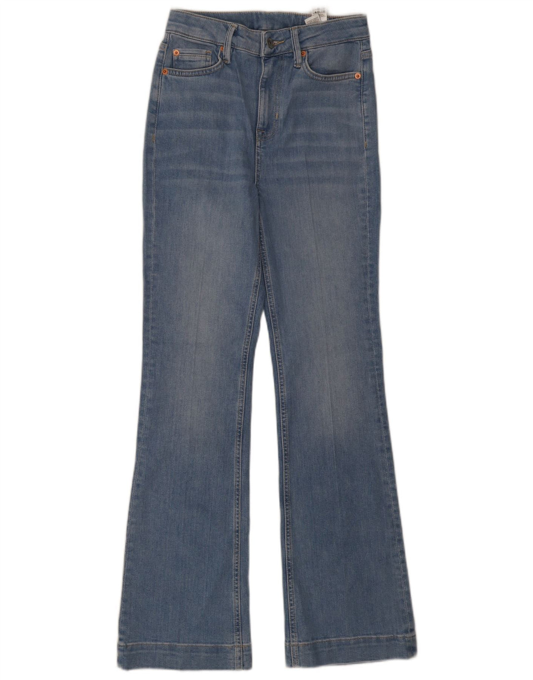 Marks & Spencer Womens Regular Flared Jeans UK 8 Small W26 L31 Blue Cotton