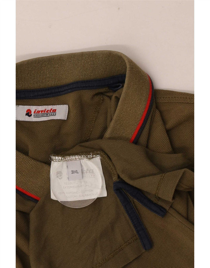 Invicta Mens Polo Shirt 3XL Khaki Striped Cotton