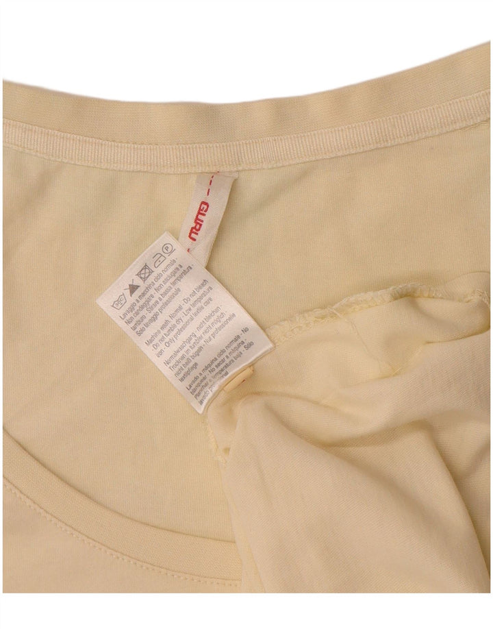 Guru Womens T-Shirt Top UK 12 Medium Off White Cotton