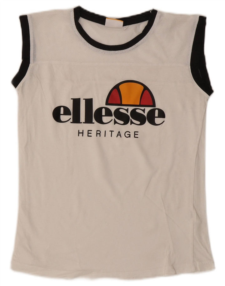 Ellesse Womens Graphic Vest Top UK 10 Small White
