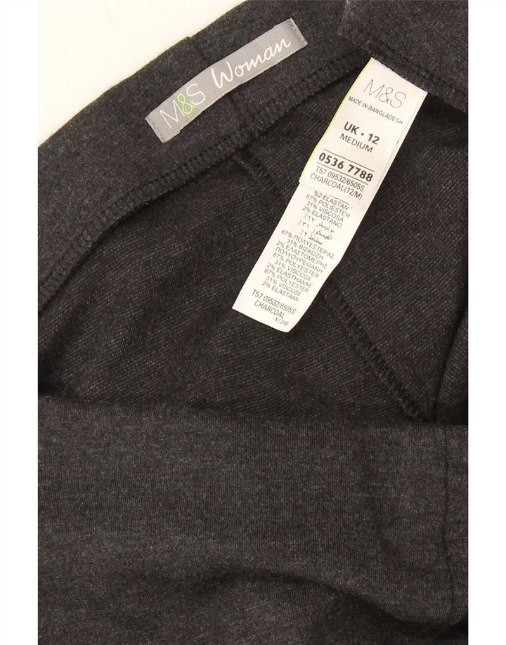 Marks & Spencer Womens Straight Casual Trousers UK 12 Medium W30 L28 Grey