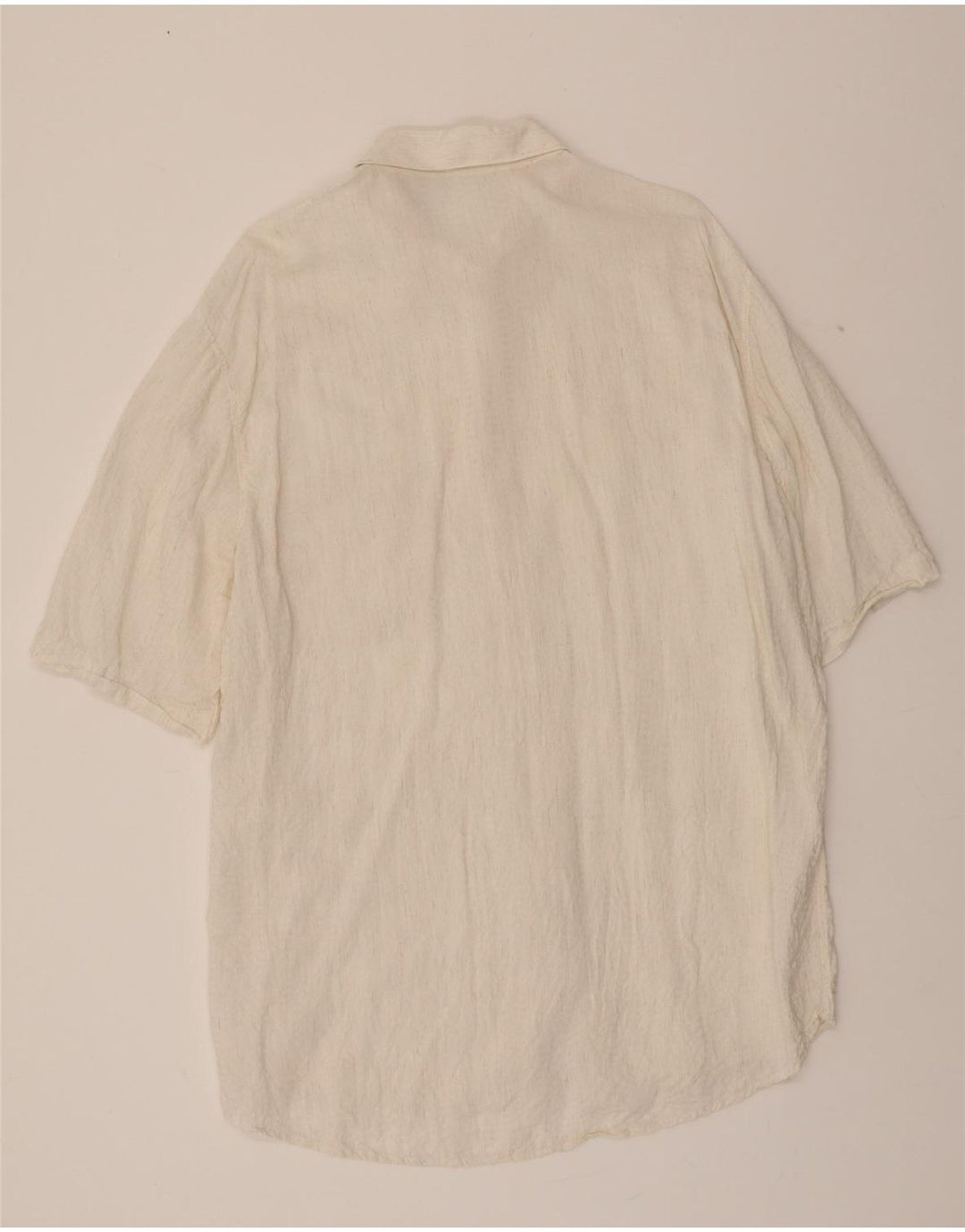 VINTAGE Mens Tall Short Sleeve Shirt XL Off White Viscose Vintage Vintage and Second-Hand Vintage from Messina Hembry 