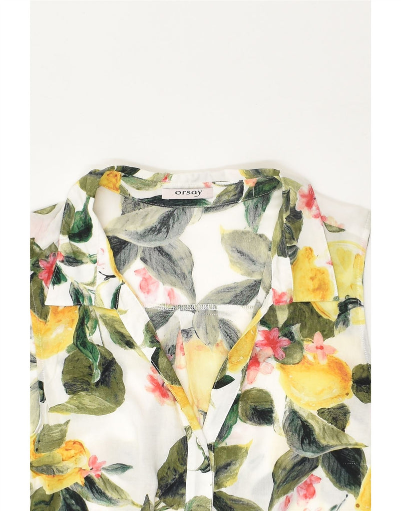 ORSAY Womens Front Tie Sleeveless Shirt Blouse UK 12 Medium Yellow Floral | Vintage Orsay | Thrift | Second-Hand Orsay | Used Clothing | Messina Hembry 