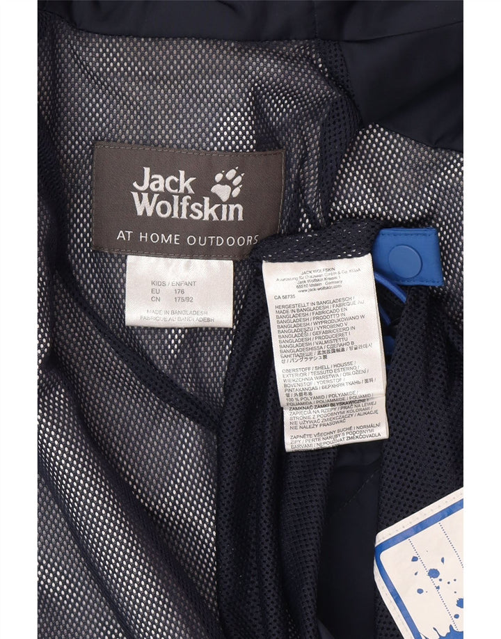 Jack Wolfskin Boys Rain Jacket 15-16 Years Blue Colourblock Polyamide