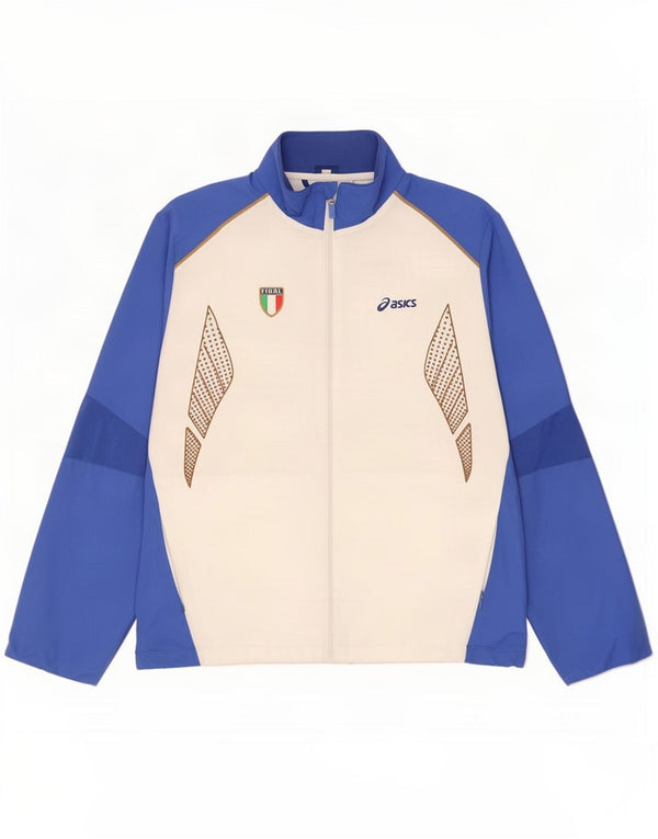 Asics Mens Italia Graphic Tracksuit Top Jacket Large White Colourblock