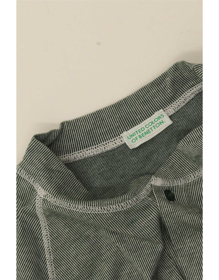 Benetton Mens Jersey Top Small Green Pinstripe