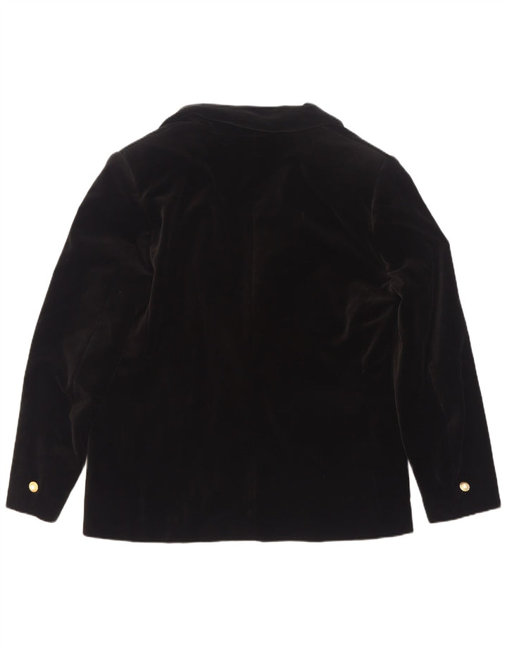 Vintage Womens 1 Button Velvet Blazer Jacket IT 50 XL Black Cotton