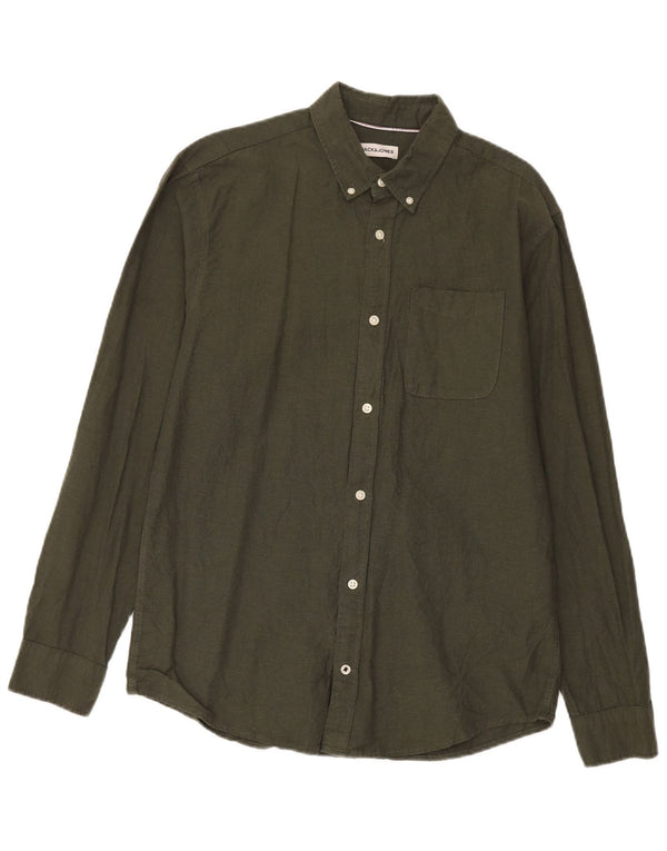 Jack & Jones Mens Shirt Large Khaki Cotton