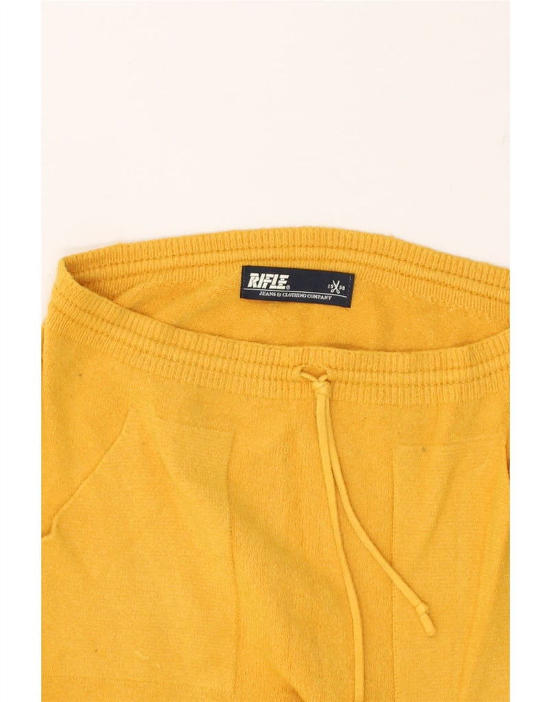 RIFLE Womens Tracksuit Trousers Joggers UK 14 Large Yellow Viscose | Vintage Rifle | Thrift | Second-Hand Rifle | Used Clothing | Messina Hembry 