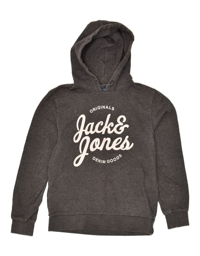 JACK & JONES Mens Graphic Hoodie Jumper Medium Grey Cotton | Vintage Jack & Jones | Thrift | Second-Hand Jack & Jones | Used Clothing | Messina Hembry 