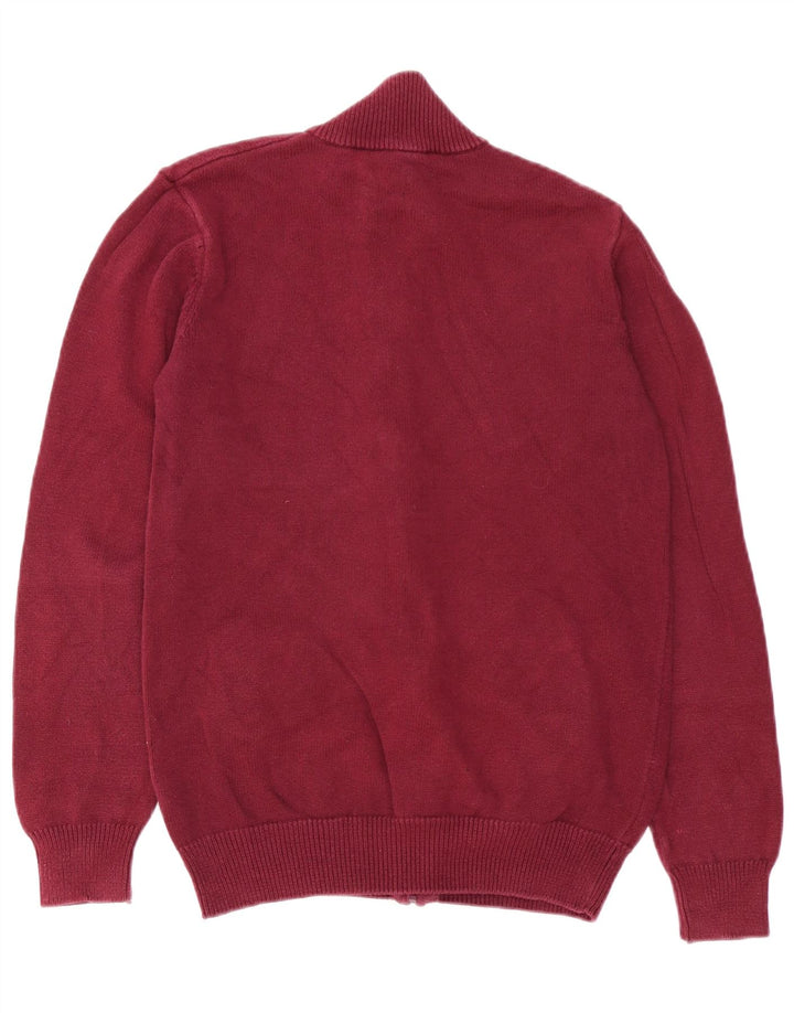 Crew Clothing Mens Cardigan Sweater Medium Burgundy Cotton