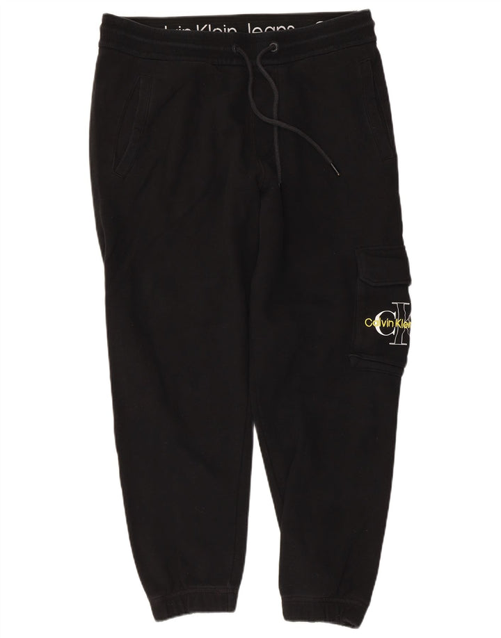 CALVIN KLEIN Mens Graphic Cargo Tracksuit Trousers Joggers Medium  Black
