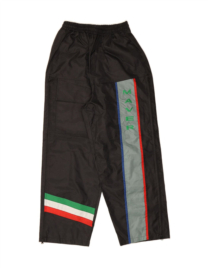 VINTAGE Mens Graphic Tracksuit Trousers Medium  Black Colourblock Vintage Vintage and Second-Hand Vintage from Messina Hembry 