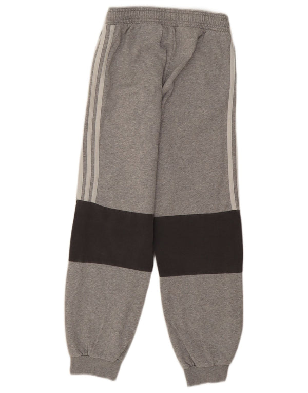 Adidas Boys Tracksuit Trousers Joggers 11-12 Years Grey Colourblock Cotton