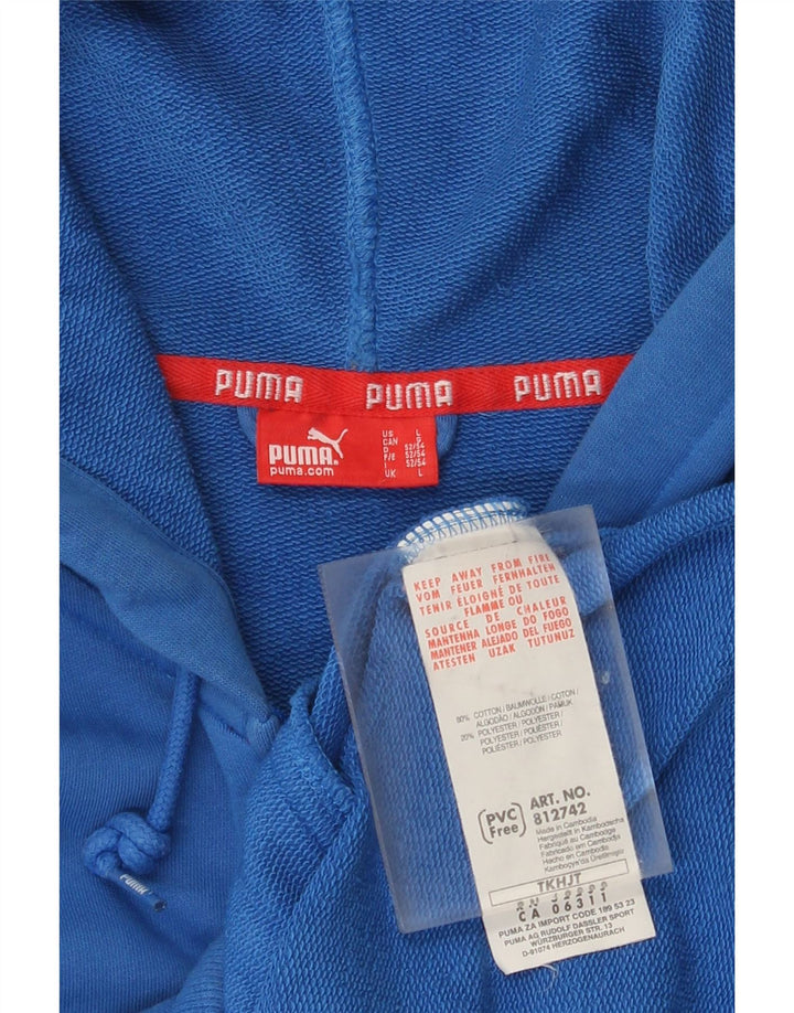 Puma Mens Graphic Zip Hoodie Sweater Large Blue Cotton