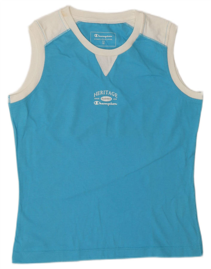 Champion Womens Heritage Classics Graphic Vest Top UK 12 Medium Blue