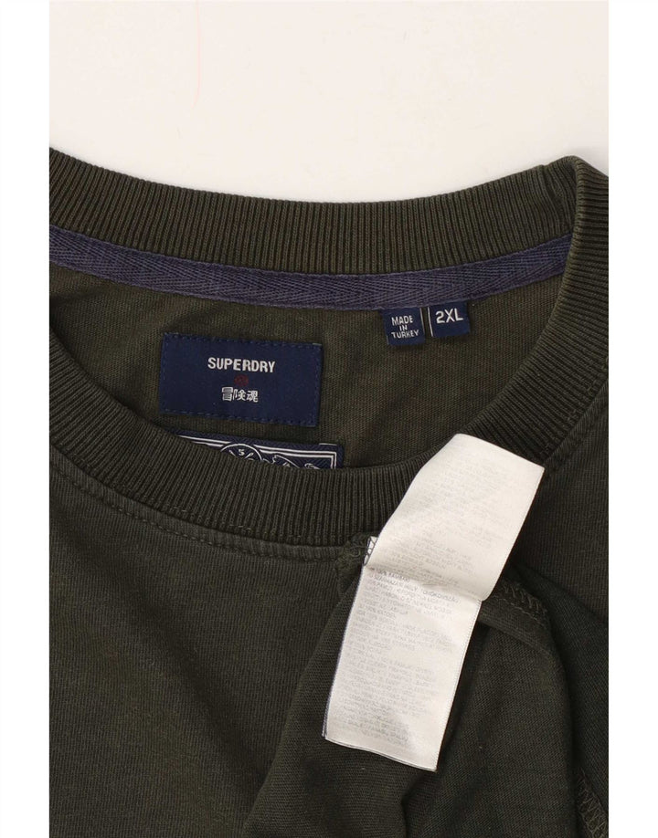 Superdry Mens Graphic T-Shirt Top 2XL Khaki Cotton