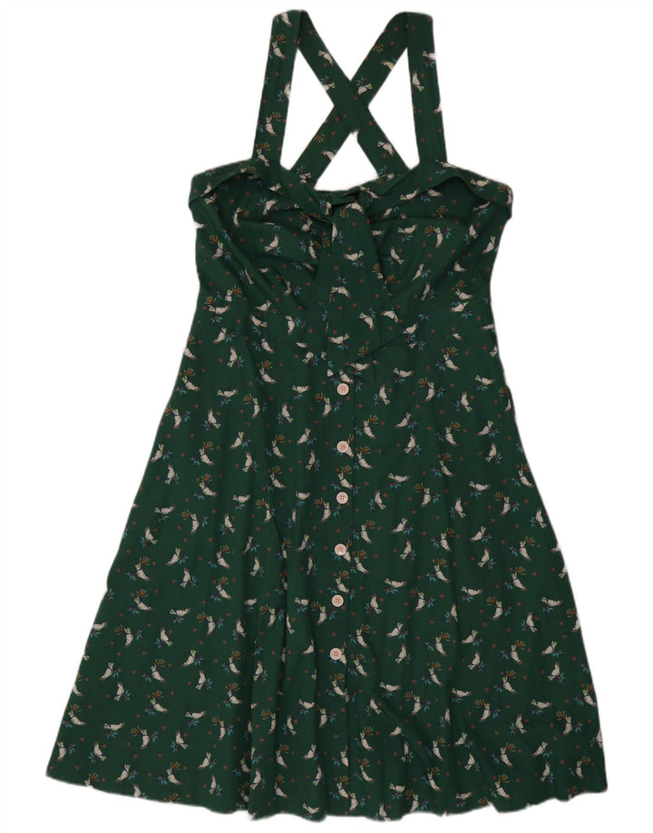 EDC Womens Halter Dress IT 42 Medium Green Floral Cotton