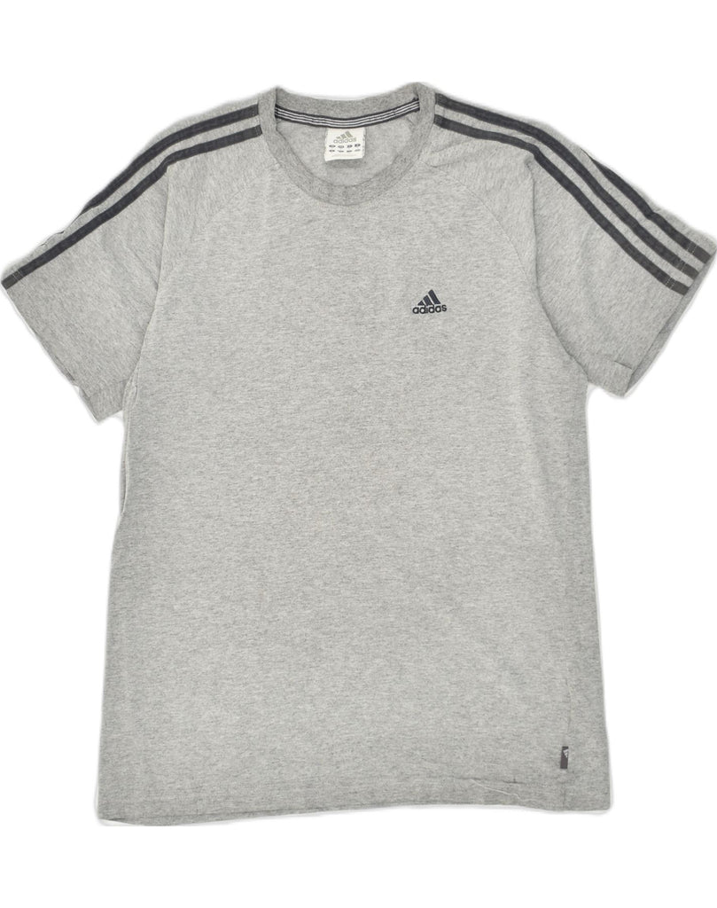 ADIDAS Mens T-Shirt Top Small Grey Striped Cotton | Vintage Adidas | Thrift | Second-Hand Adidas | Used Clothing | Messina Hembry 