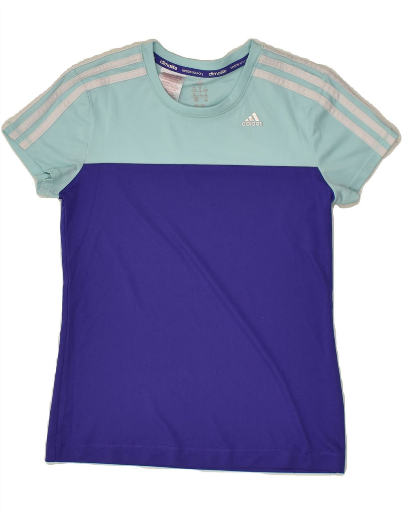 ADIDAS Girls T-Shirt Top 11-12 Years Purple Colourblock Polyester | Vintage Adidas | Thrift | Second-Hand Adidas | Used Clothing | Messina Hembry 