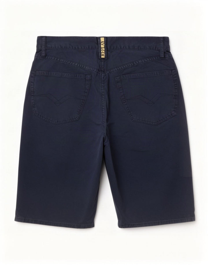 Replay Mens Casual Shorts Medium W32 Navy Blue Cotton