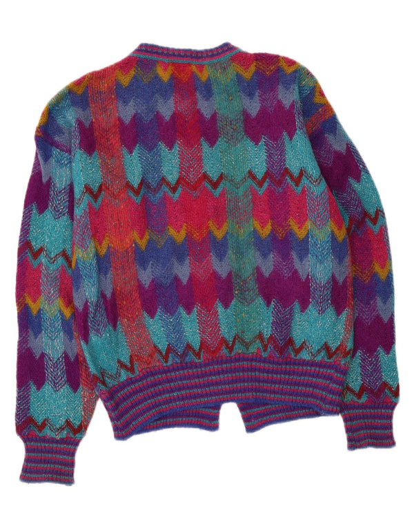 Vintage Womens Cardigan Sweater UK 12 Medium Multicoloured Geometric